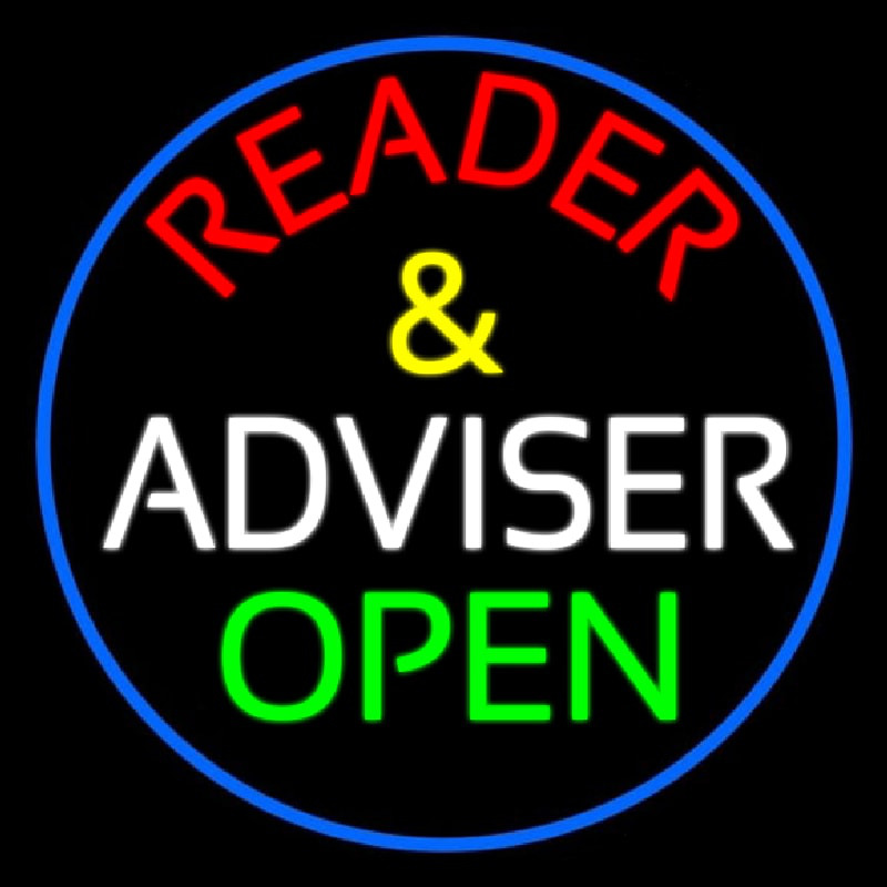 Red Reader And White Advisor Green Open With Blue Border Enseigne Néon