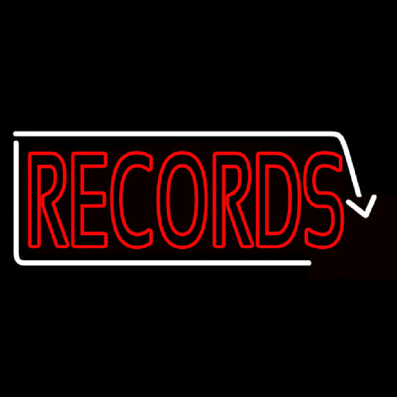 Red Records With White Arrow 2 Enseigne Néon