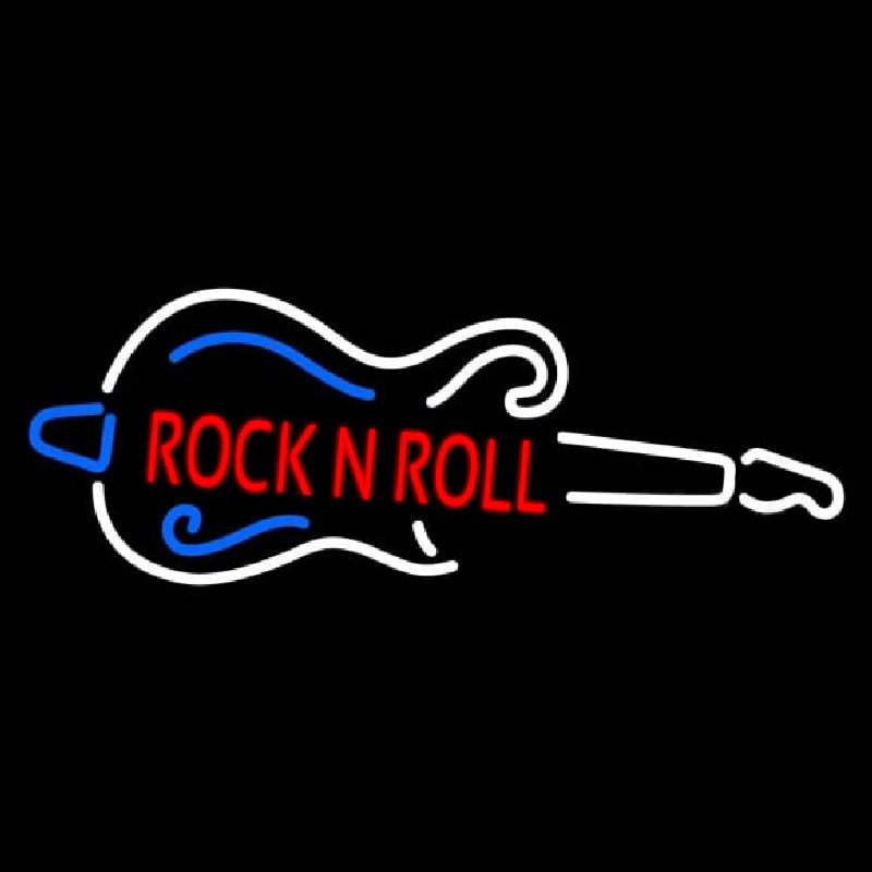 Red Rock N Roll Guitar 1 Enseigne Néon