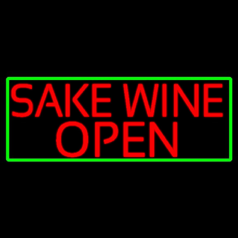 Red Sake Wine Open With Green Border Enseigne Néon