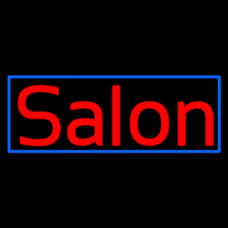 Red Salon With Blue Border Enseigne Néon