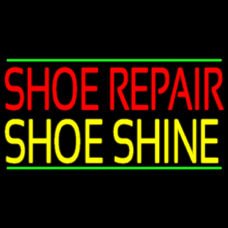 Red Shoe Repair Yellow Shoe Shine Enseigne Néon