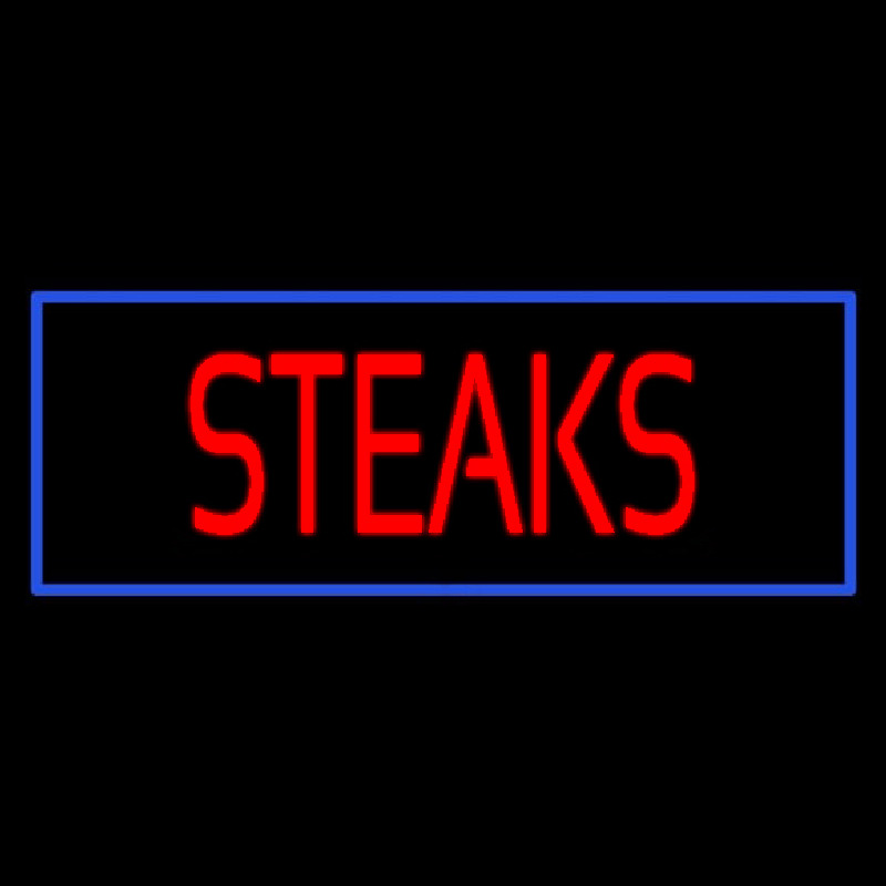 Red Steaks With Blue Border Enseigne Néon