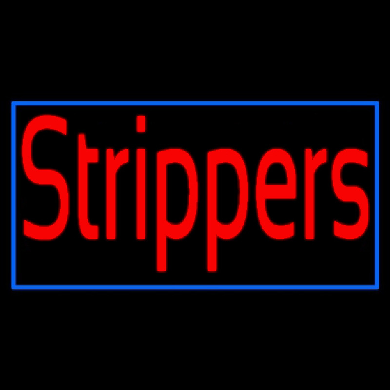 Red Strippers With Blue Border Enseigne Néon
