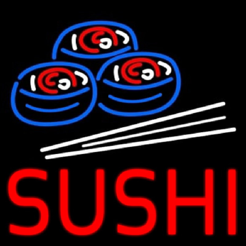 Red Sushi With Sushi Logo Enseigne Néon