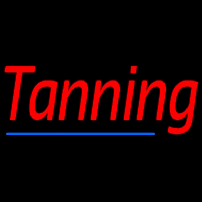 Red Tanning With Blue Line Enseigne Néon