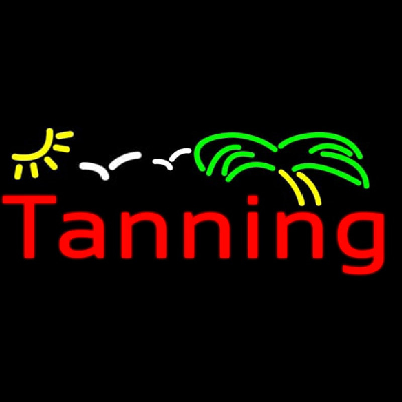 Red Tanning With Green Yellow Palm Tree Enseigne Néon
