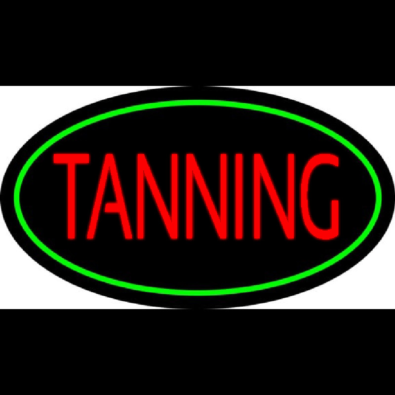 Red Tanning With Oval Green Border Enseigne Néon