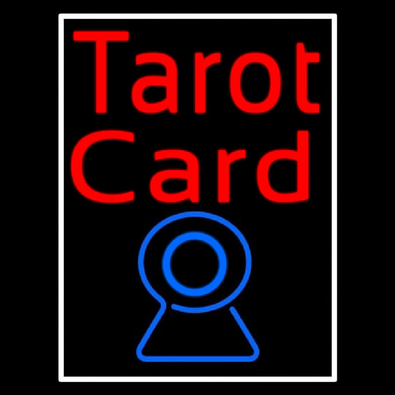 Red Tarot Card Blue Crystal With White Border Enseigne Néon
