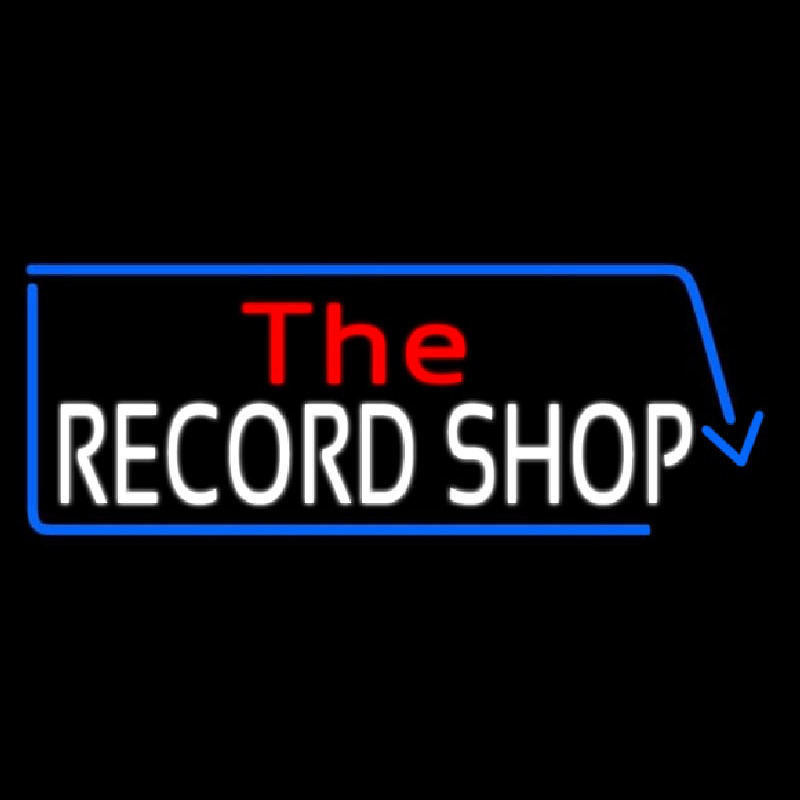Red The White Record Shop Blue Arrow Enseigne Néon