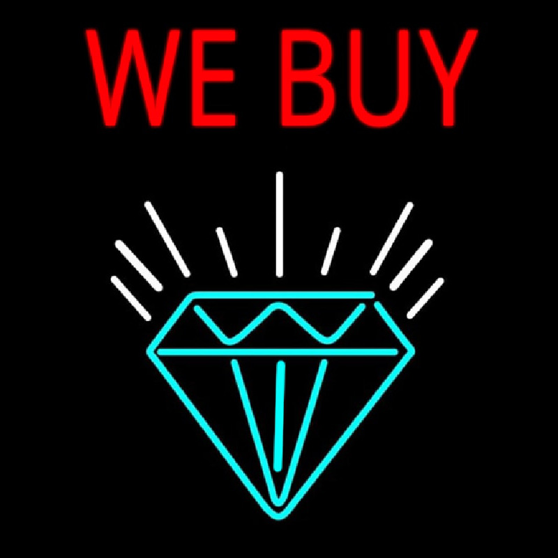 Red We Buy Diamond Logo Enseigne Néon