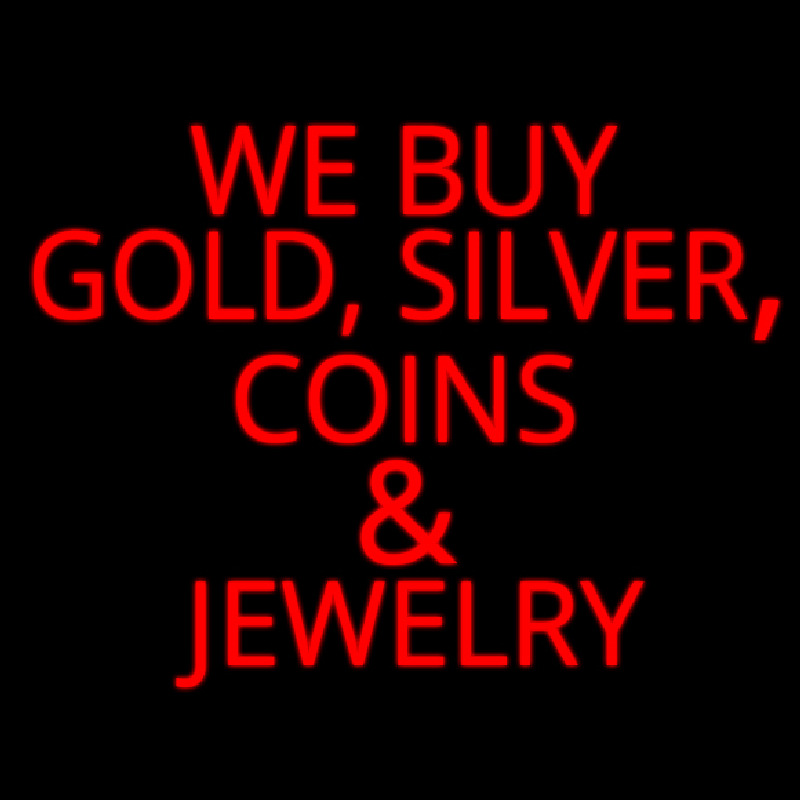 Red We Buy Gold Silver Coins And Jewelry Enseigne Néon