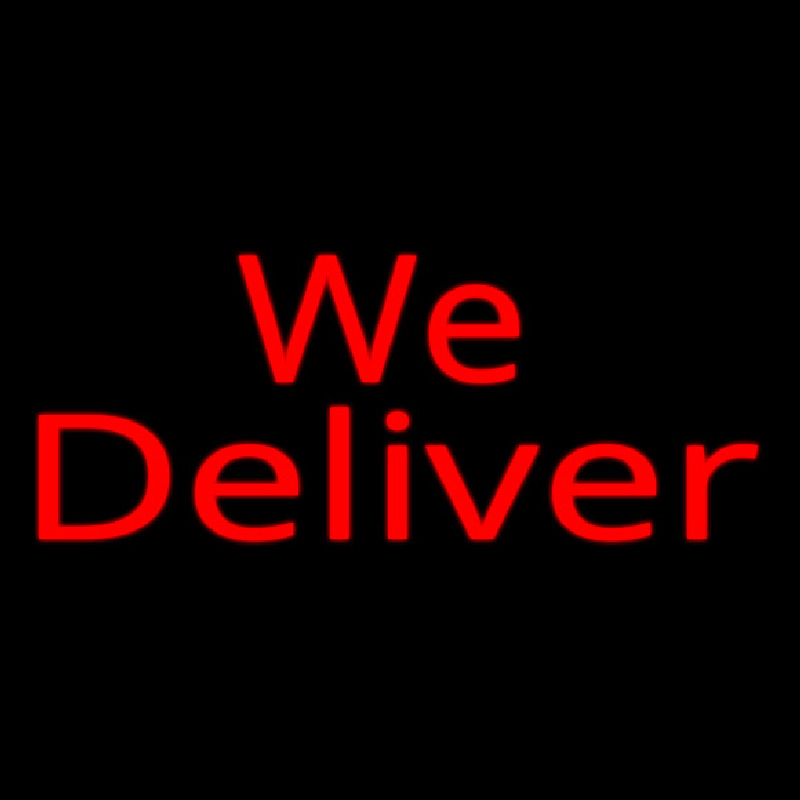 Red We Deliver Cursive Enseigne Néon