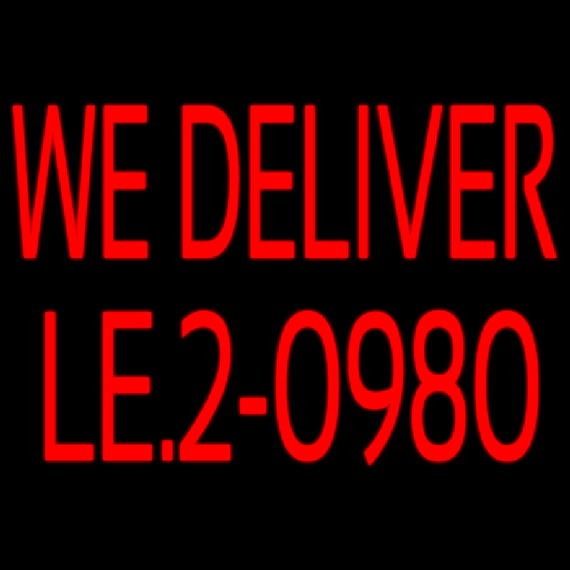 Red We Deliver With Phone Number Enseigne Néon