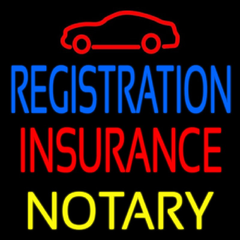Registration Insurance Notary With Car Logo Enseigne Néon