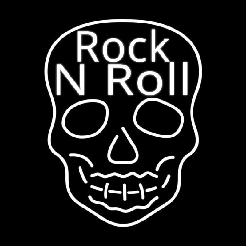 Rock N Roll White Skull 2 Enseigne Néon