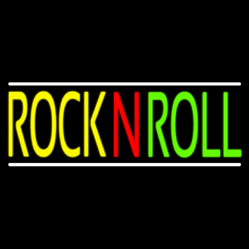 Rock N Roll With White Line Block Enseigne Néon