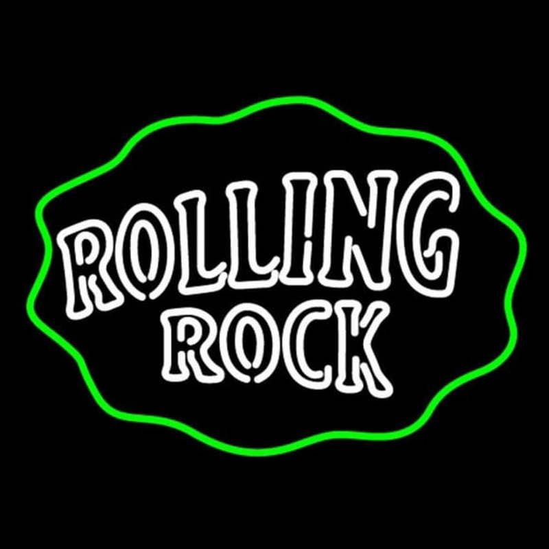 Rolling Rock Double Line Logo With Wavy Circle Beer Sign Enseigne Néon