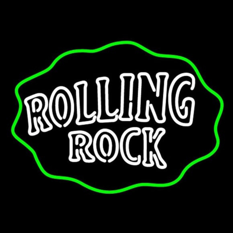 Rolling Rock Double Line Logo With Wavy Circle Enseigne Néon