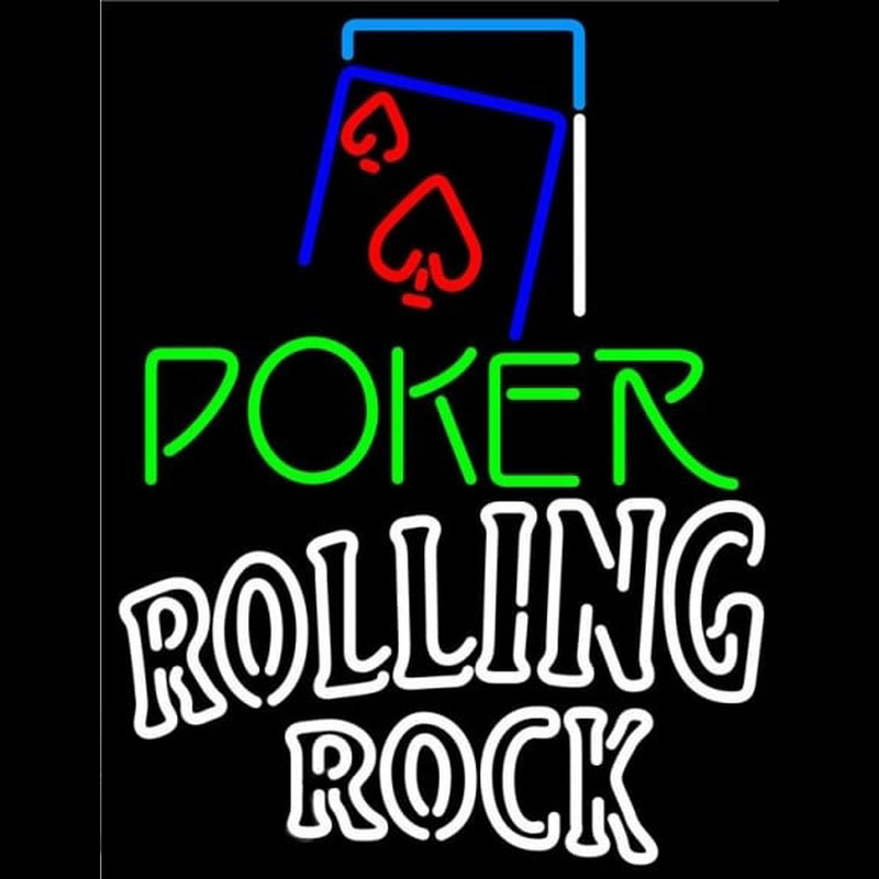Rolling Rock Green Poker Red Heart Beer Sign Enseigne Néon