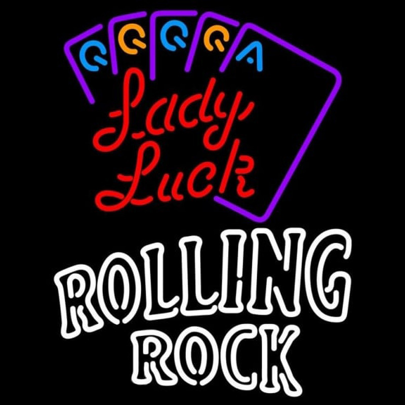 Rolling Rock Lady Luck Series Beer Sign Enseigne Néon