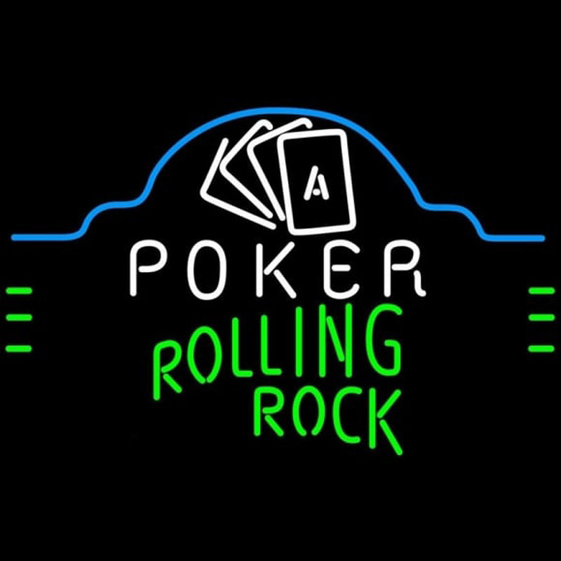 Rolling Rock Poker Ace Cards Beer Sign Enseigne Néon