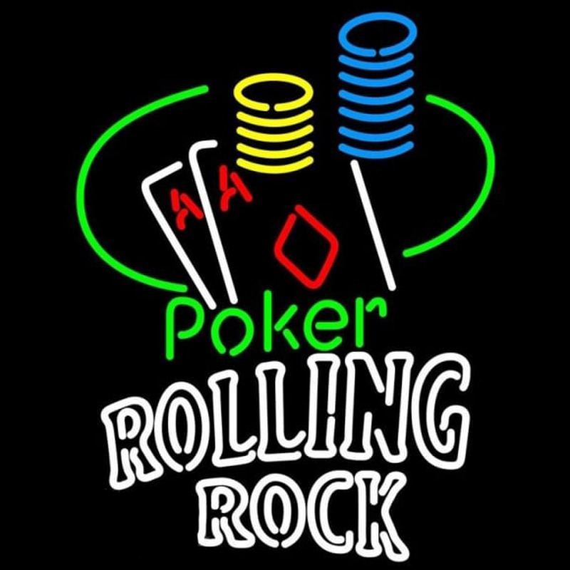 Rolling Rock Poker Ace Coin Table Beer Sign Enseigne Néon