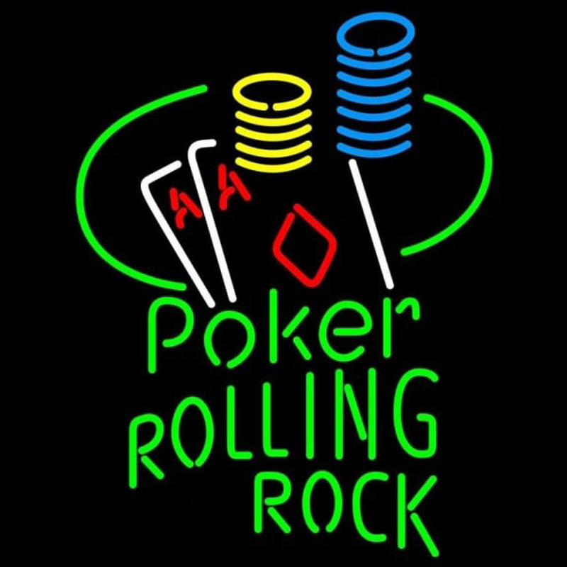 Rolling Rock Poker Ace Coin Table Beer Sign Enseigne Néon