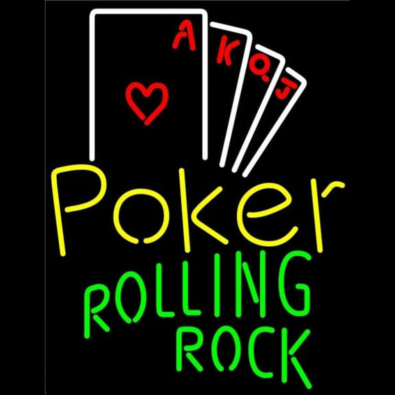 Rolling Rock Poker Ace Series Beer Sign Enseigne Néon