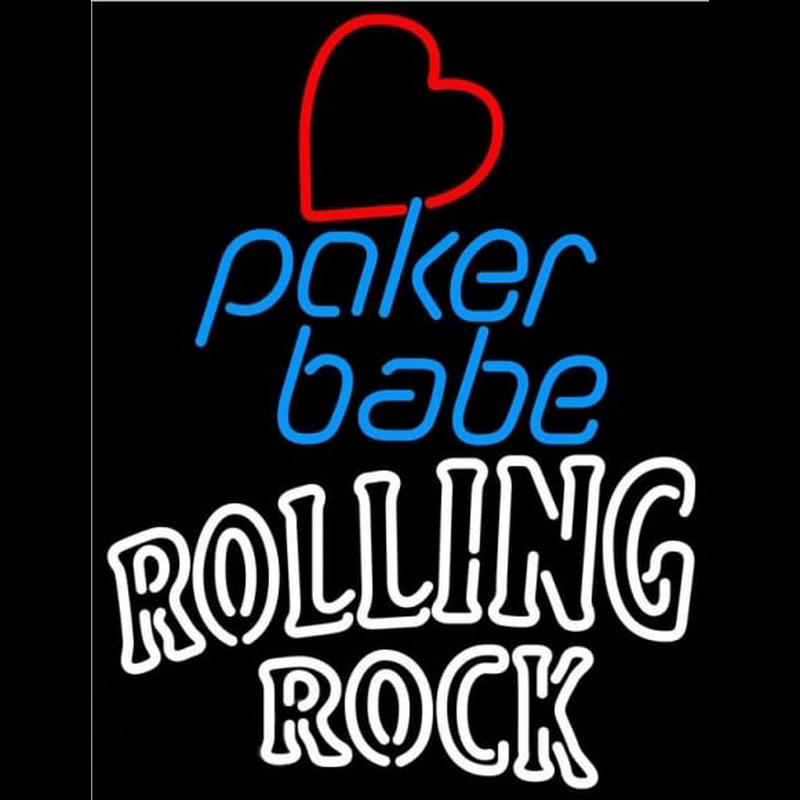 Rolling Rock Poker Girl Heart Babe Beer Sign Enseigne Néon