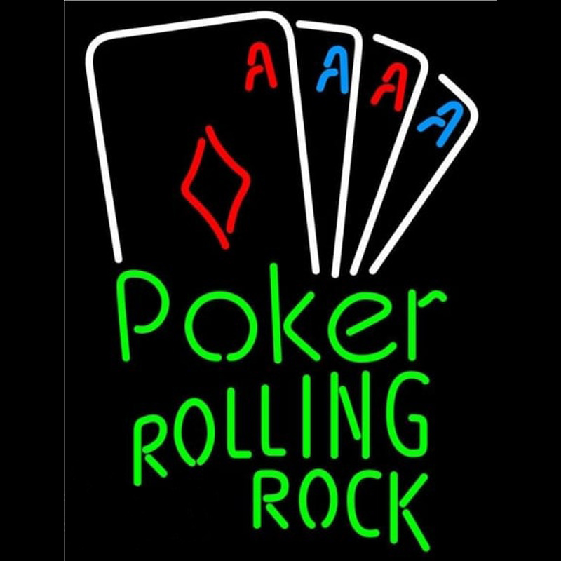 Rolling Rock Poker Tournament Beer Sign Enseigne Néon