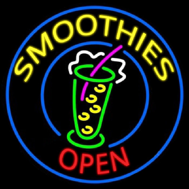 Round Yellow Smoothies Open Enseigne Néon