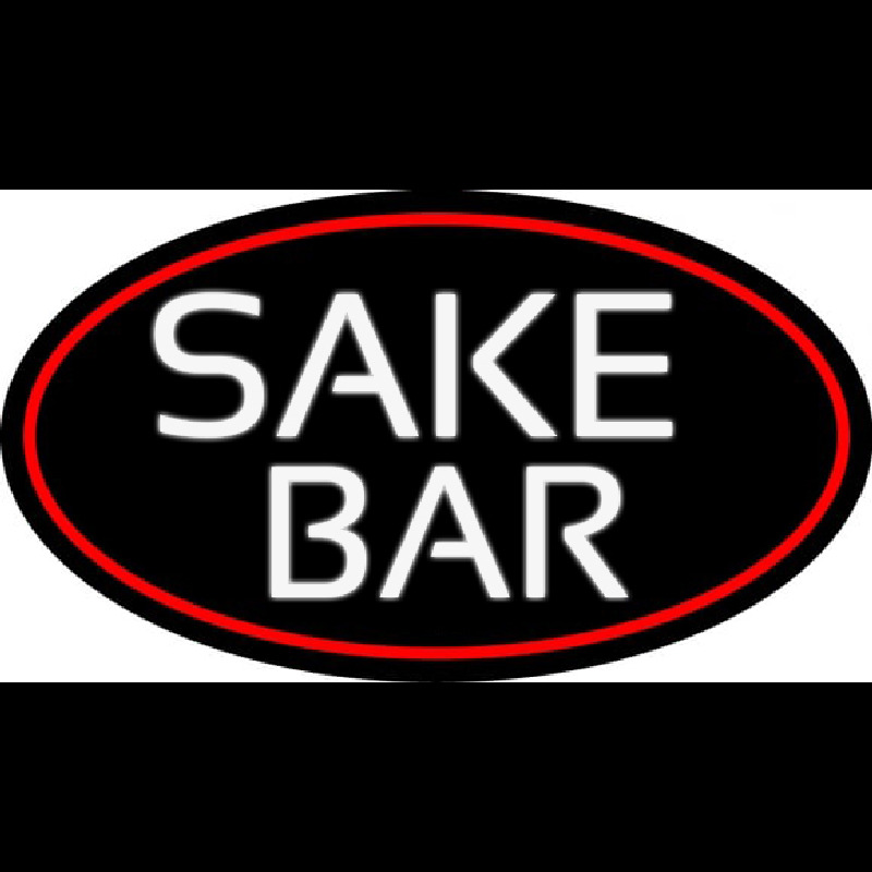 Sake Bar Oval With Red Border Enseigne Néon