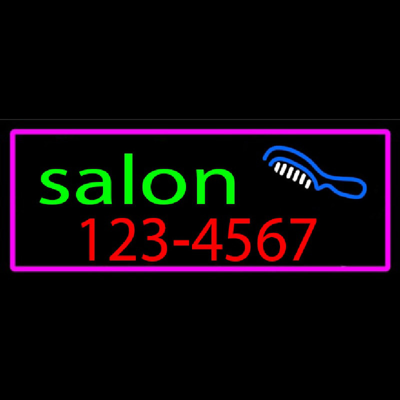 Salon With Comb And Number Enseigne Néon