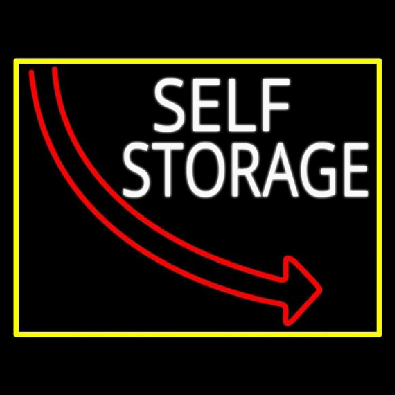 Self Storage Block With Yellow Border Enseigne Néon