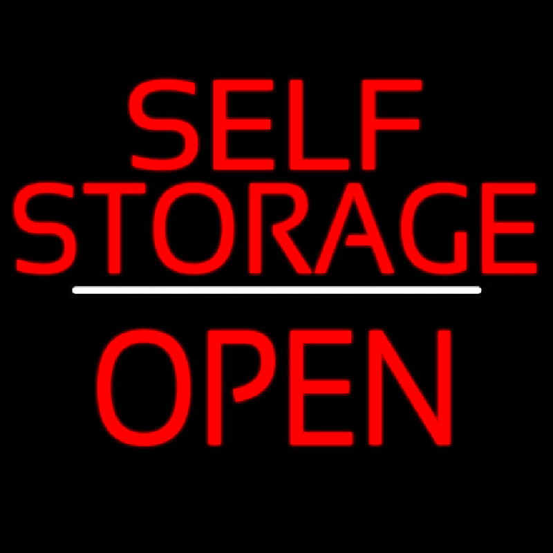 Self Storage Open White Line Enseigne Néon