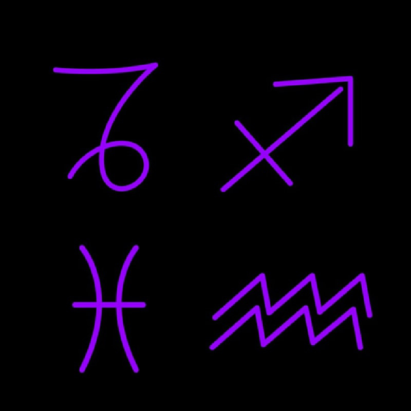 Set of Zodiac Sagittarius Capricorn Aquarius Pisces Enseigne Néon