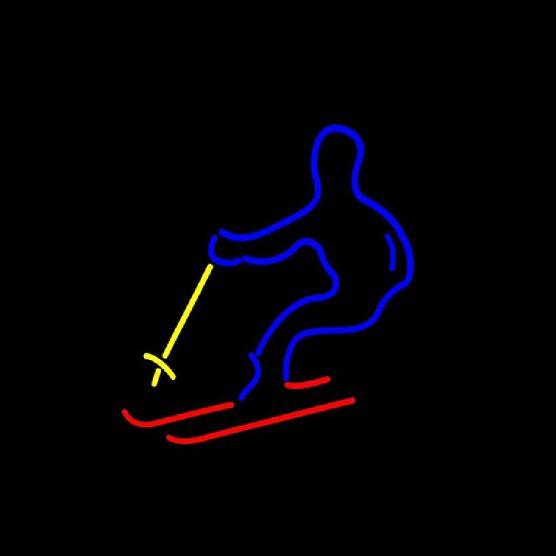 Skier with Logo Enseigne Néon