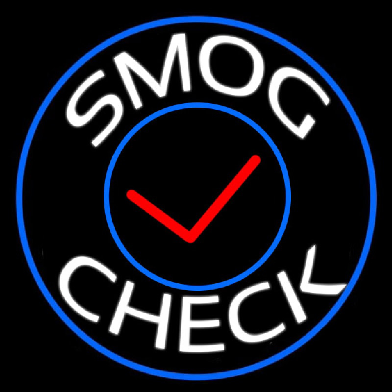 Smog Check Blue Round Enseigne Néon