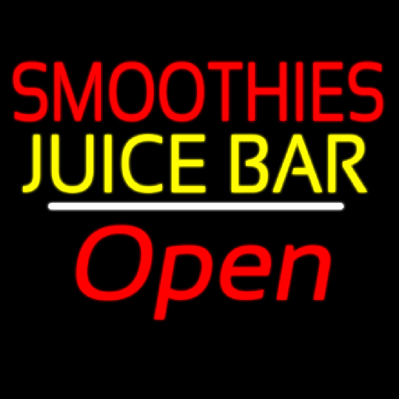 Smoothies Juice Bar Open White Line Enseigne Néon