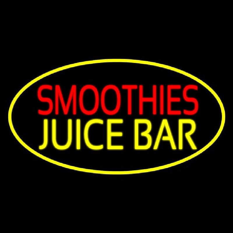 Smoothies Juice Bar Oval Yellow Enseigne Néon