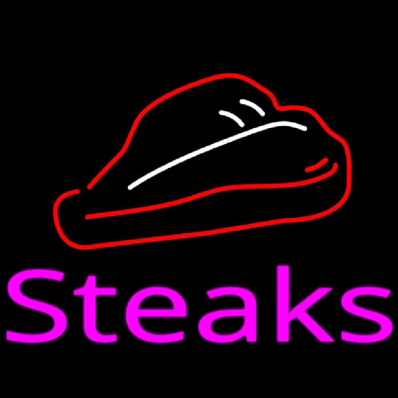 Steak Logo Pink Enseigne Néon