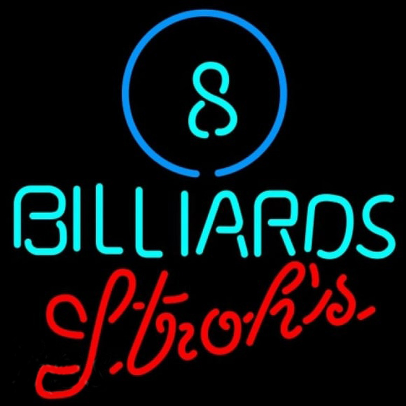 Strohs Ball Billiards Pool Beer Sign Enseigne Néon