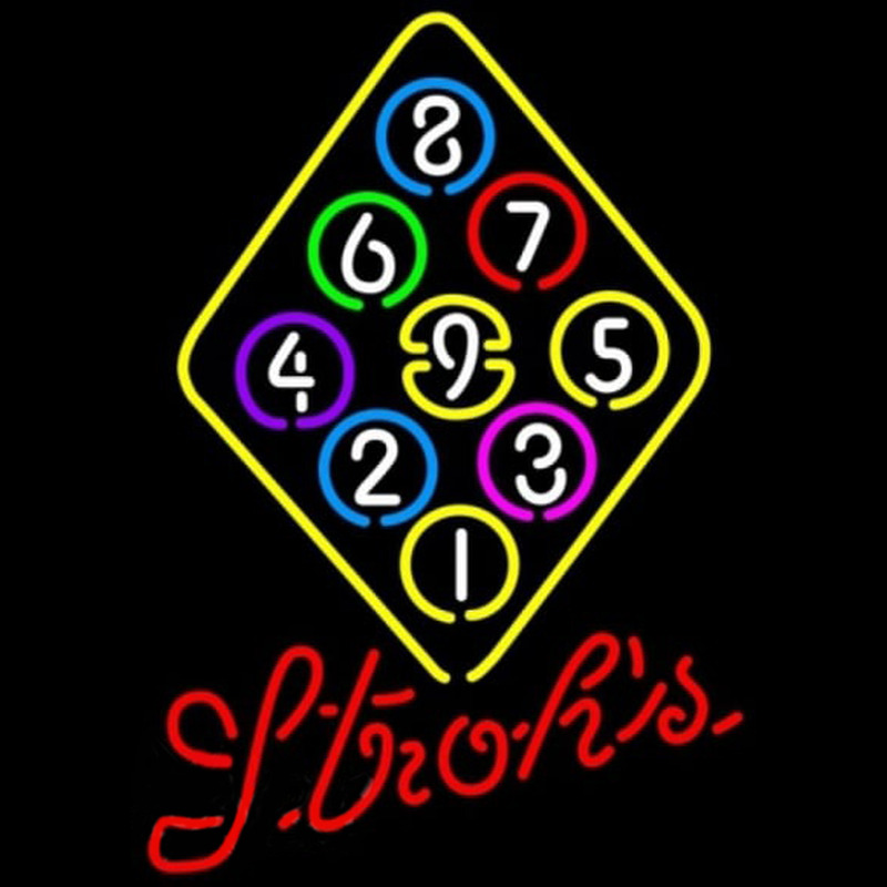 Strohs Ball Billiards Rack Pool Beer Sign Enseigne Néon