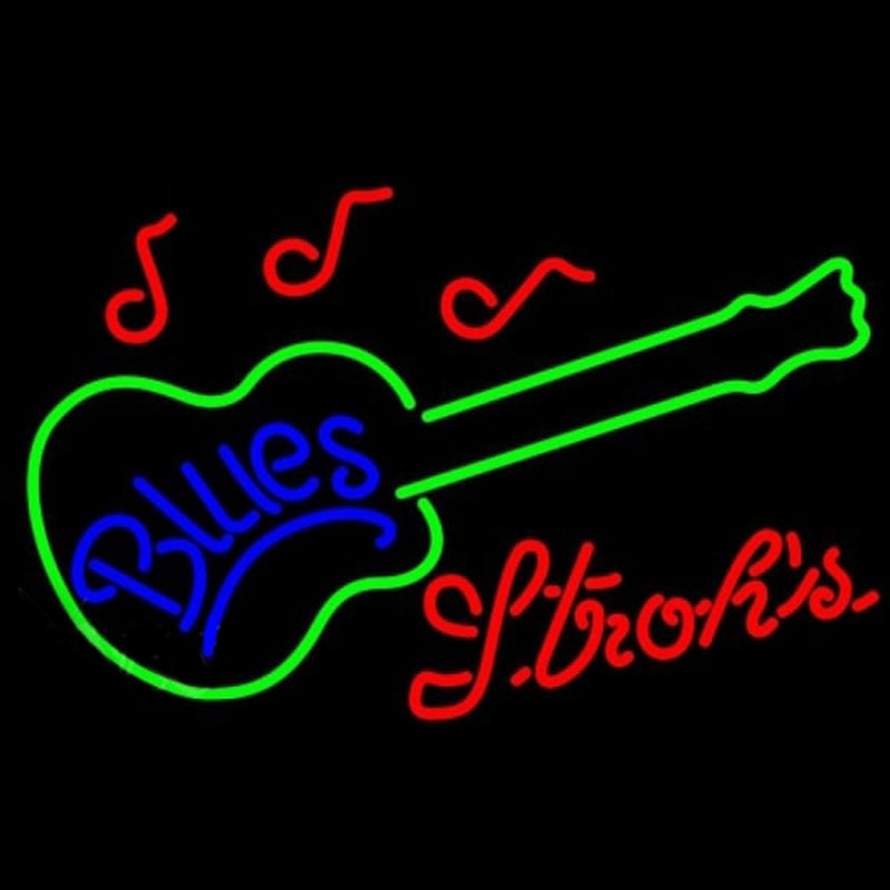 Strohs Blues Guitar Beer Sign Enseigne Néon