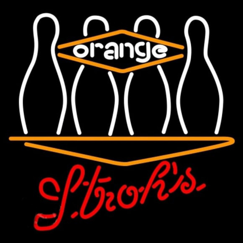 Strohs Bowling Orange Beer Sign Enseigne Néon