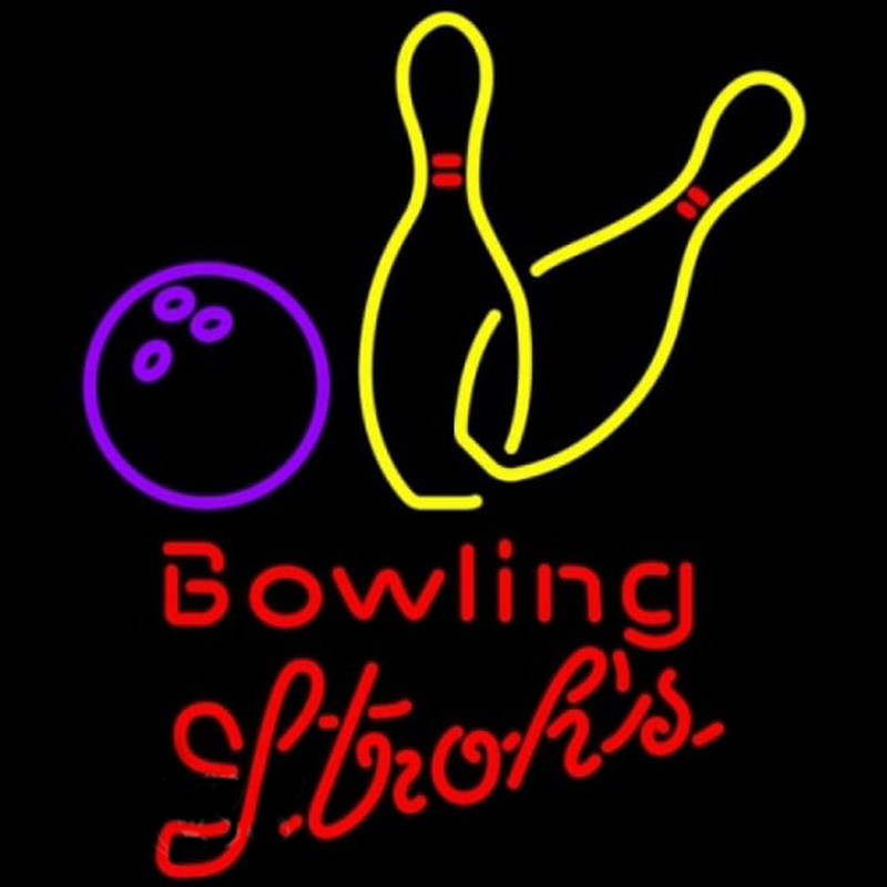 Strohs Bowling Yellow Beer Sign Enseigne Néon