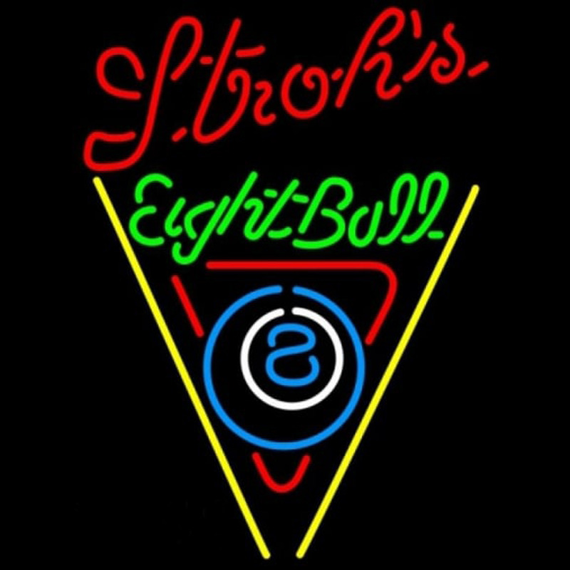 Strohs Eightball Billiards Pool Beer Sign Enseigne Néon