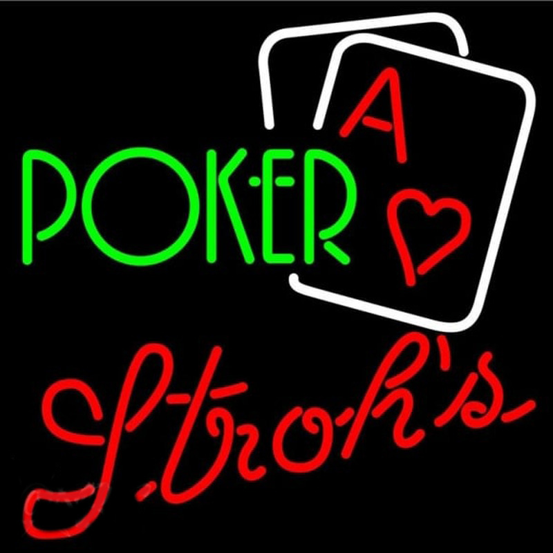 Strohs Green Poker Beer Sign Enseigne Néon