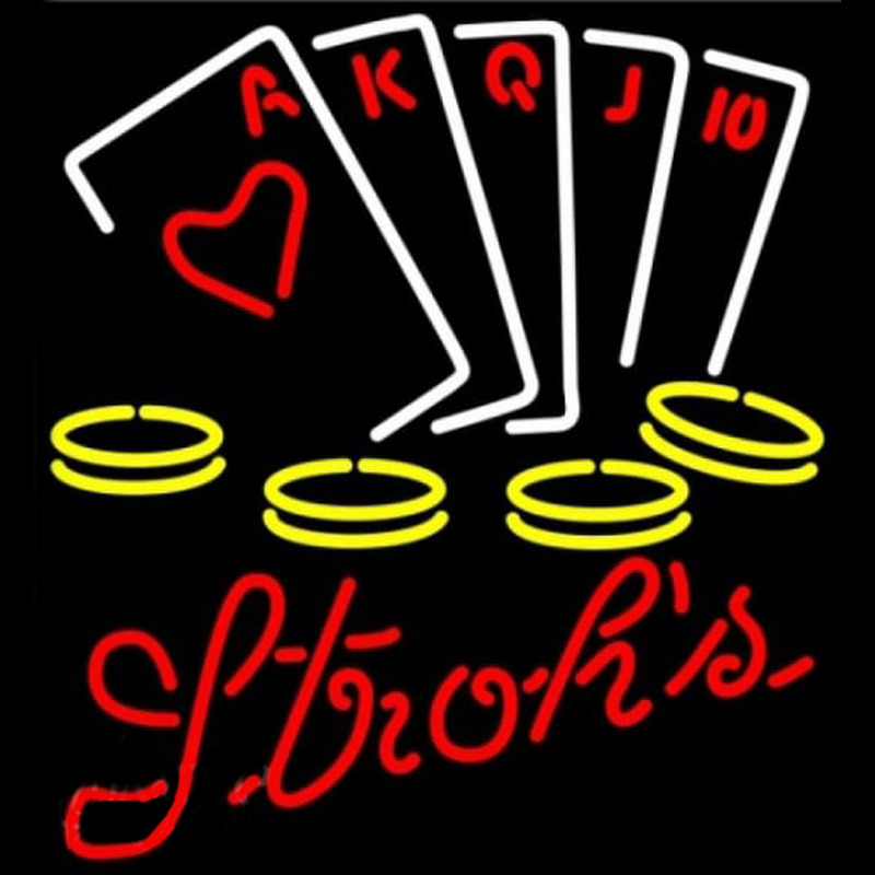 Strohs Poker Ace Series Beer Sign Enseigne Néon